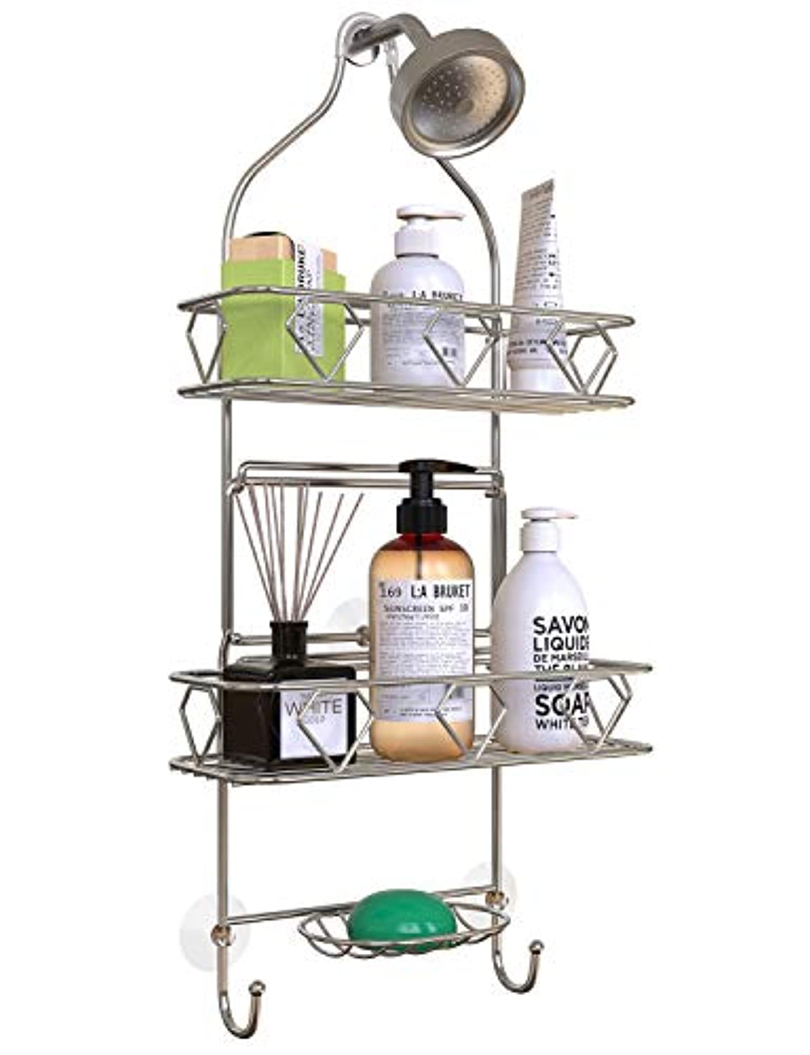 Upgraded Bathroom Hanging Shower Head Caddy Organizer, Three Tier