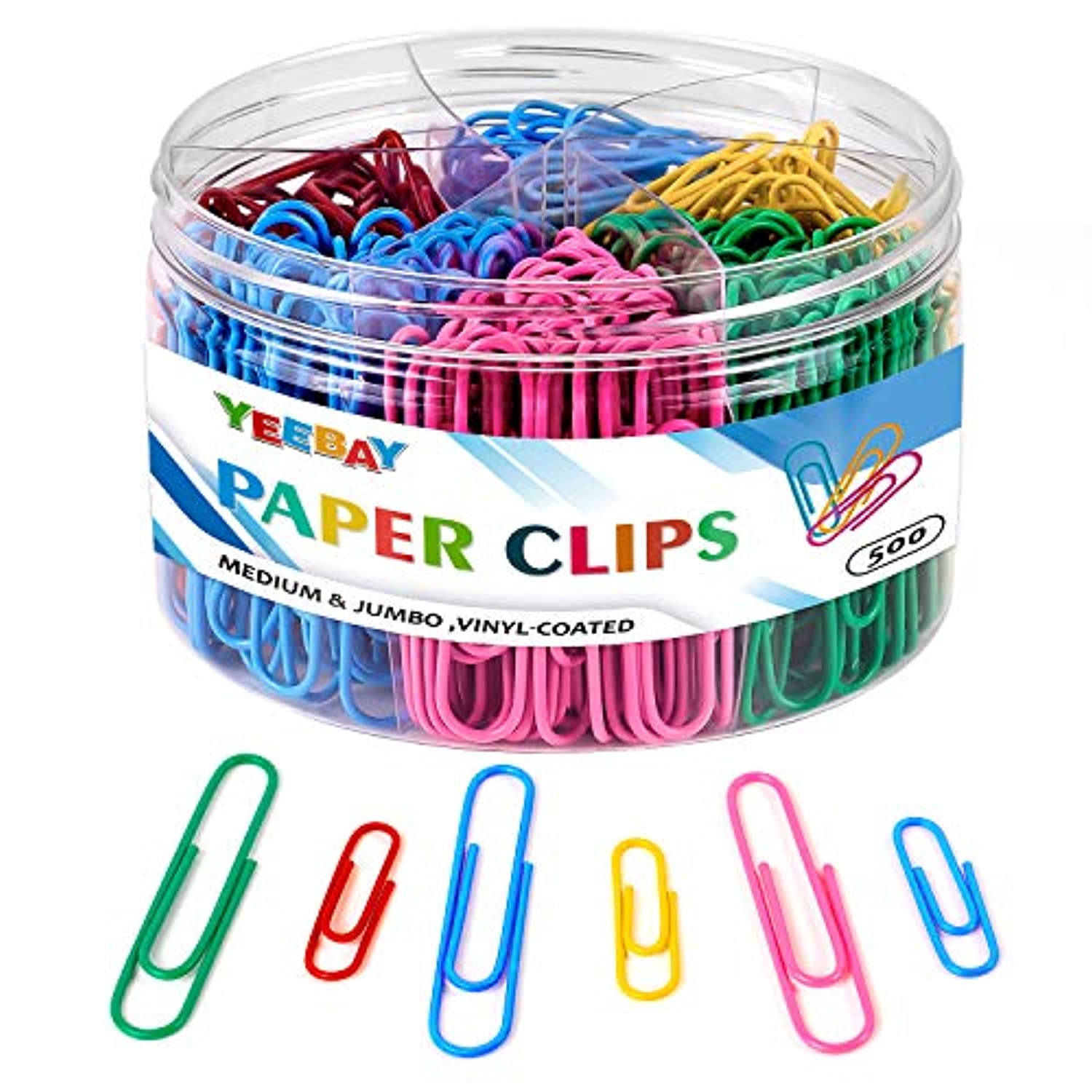 Paper Clips, Pack Of 500, Jumbo, Assorted Colors