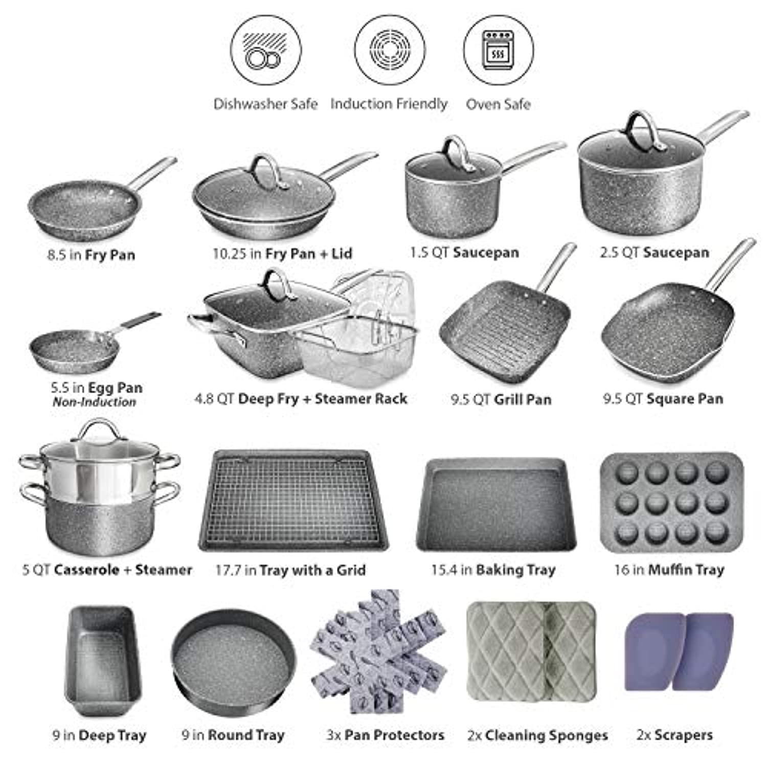 Dropship Nonstick Cookware Sets, 9 Pcs Granite Non Stick Pots And Pans Set  With Removable Handle to Sell Online at a Lower Price