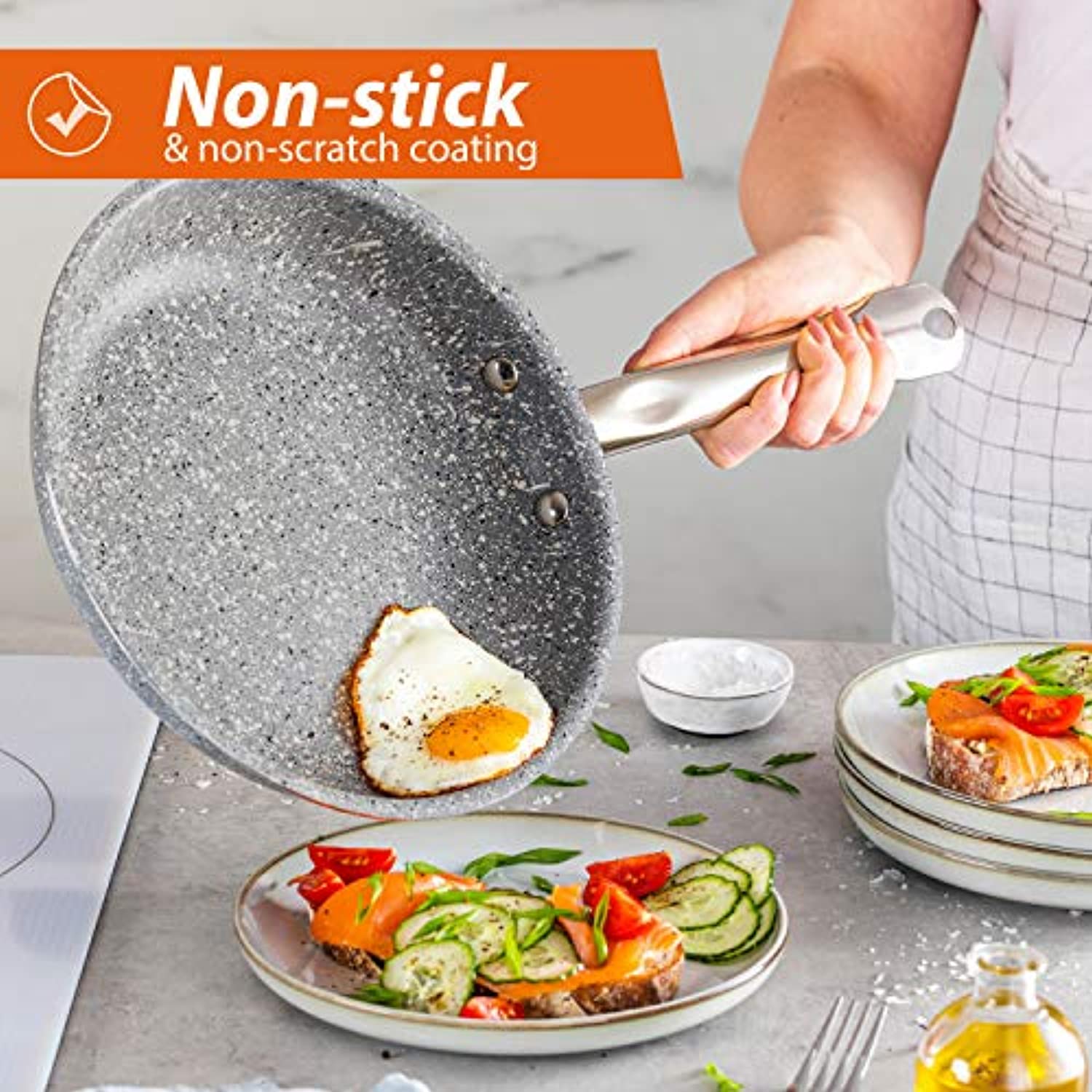 Dropship Nonstick Cookware Sets, 9 Pcs Granite Non Stick Pots And Pans Set  With Removable Handle to Sell Online at a Lower Price