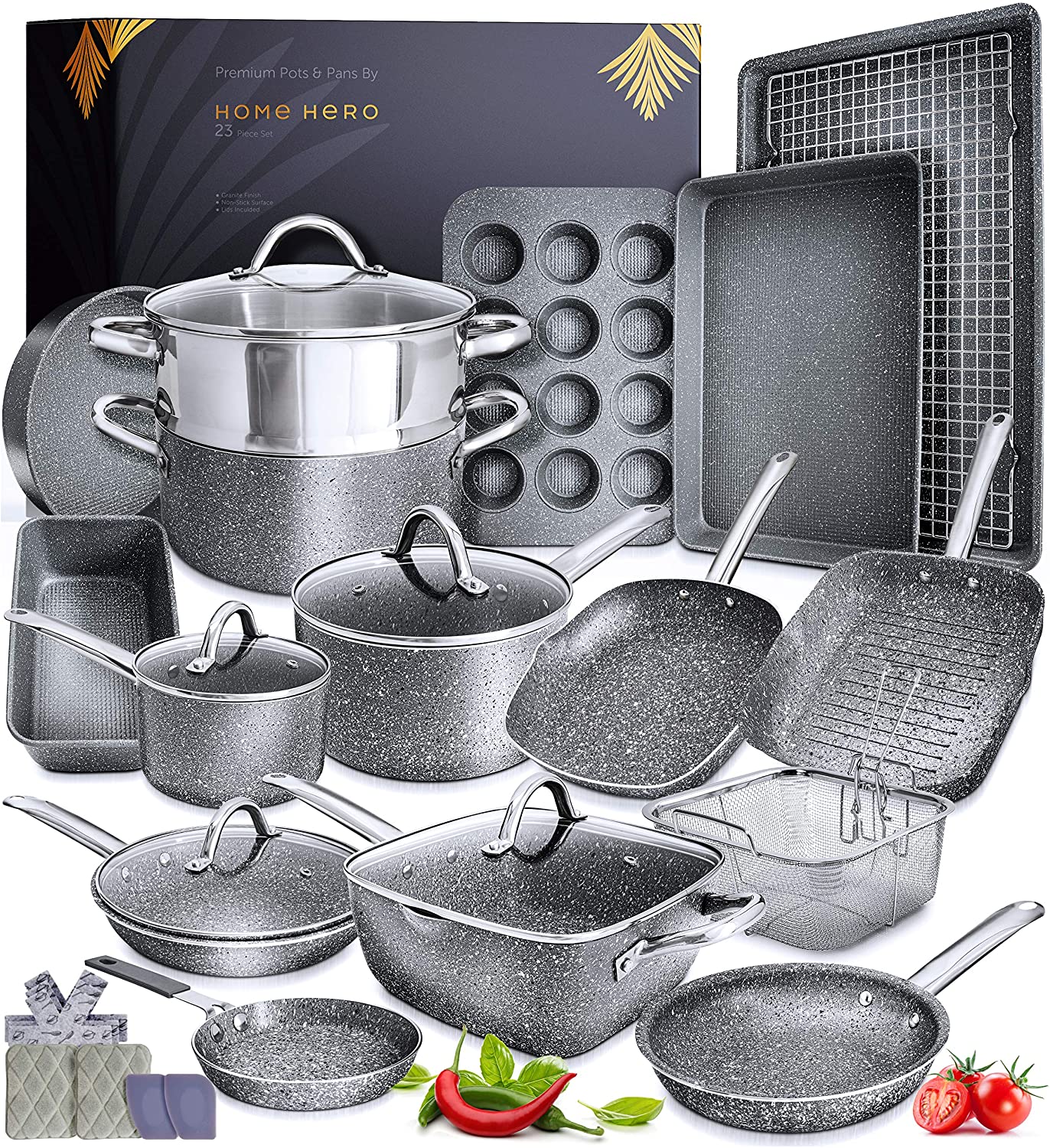 Granite Cookware Sets Nonstick Pots and Pans Set Nonstick - 23pc Kitch –  marvinsemporium